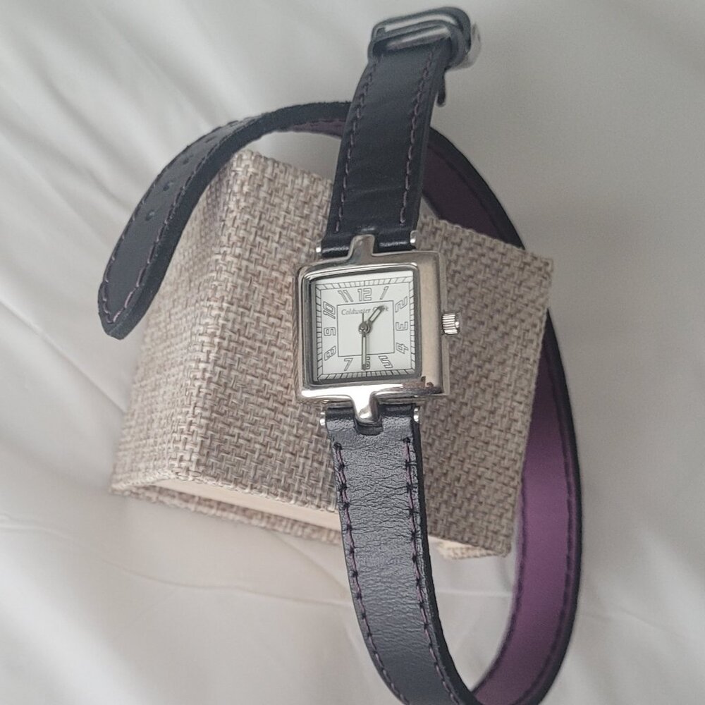 Watch Leather Wrap Band Black & Purple Coldwater Creek Ladies
